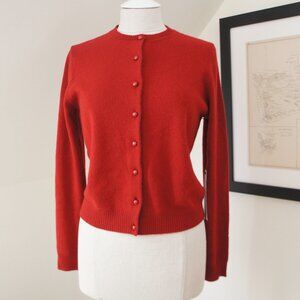 Dark Red 100% Cashmere Crew Neck Cardigan Size Medium NWT